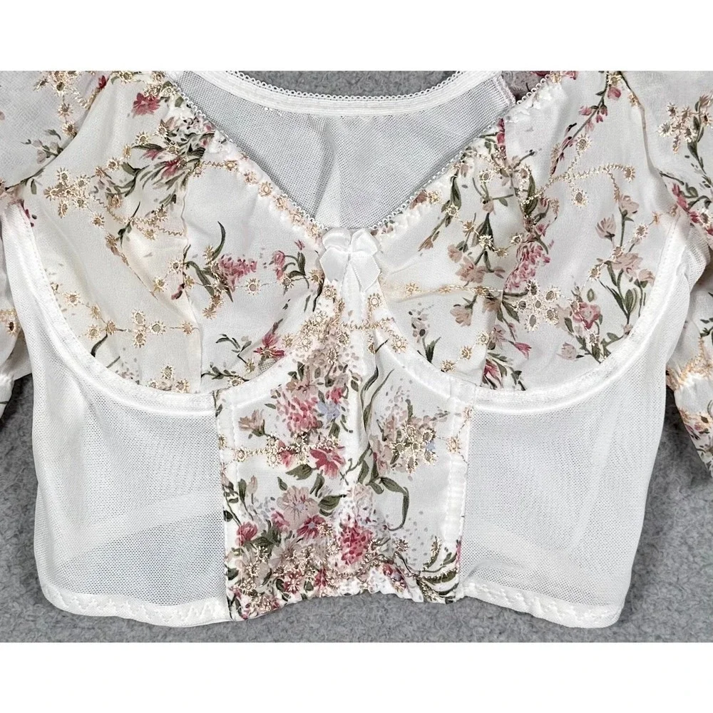 Renaissance Floral Bustier Top Womens XS Sheer Lace Corset Festival - Picture 8 of 9